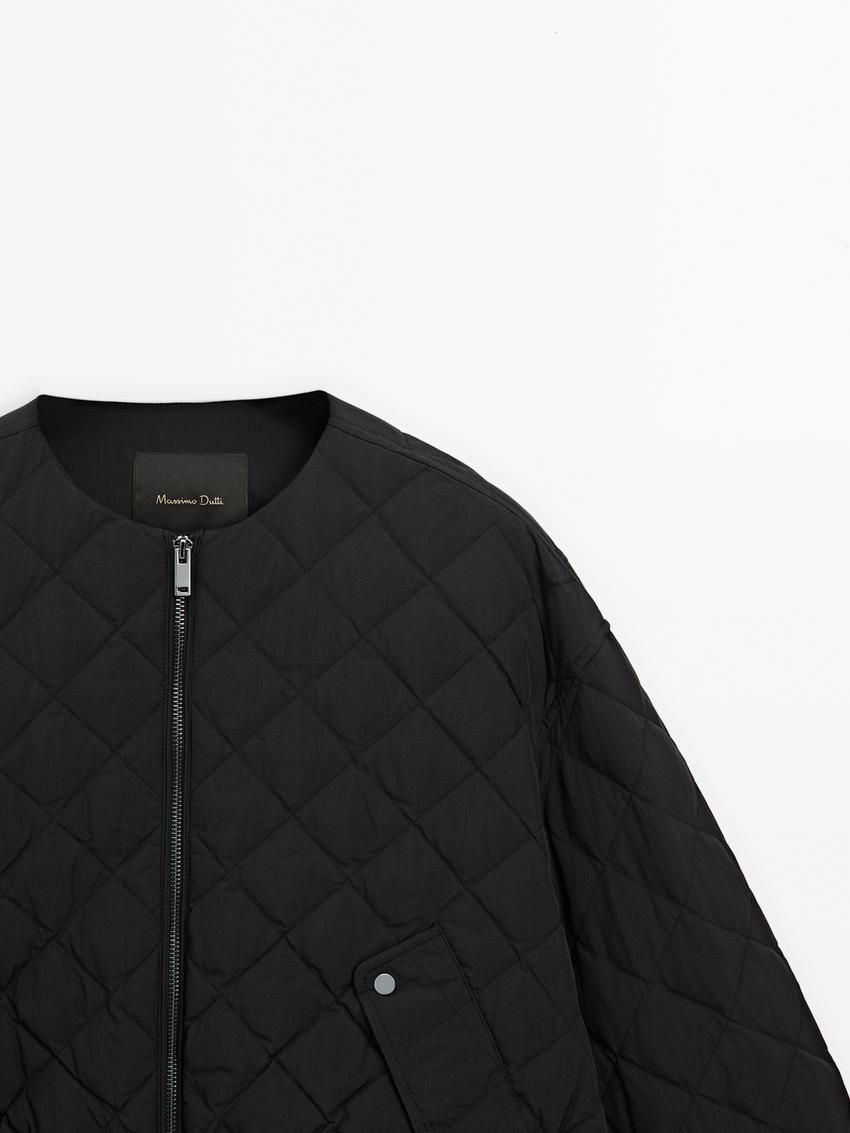 Massimo Dutti Diamond Women Quilted Jacket Black | US-WT3791805