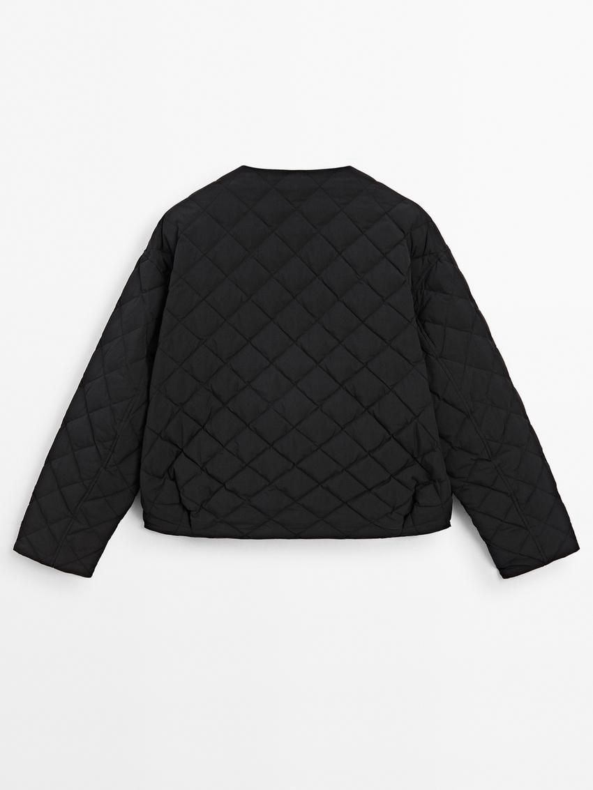 Massimo Dutti Diamond Women Quilted Jacket Black | US-WT3791805