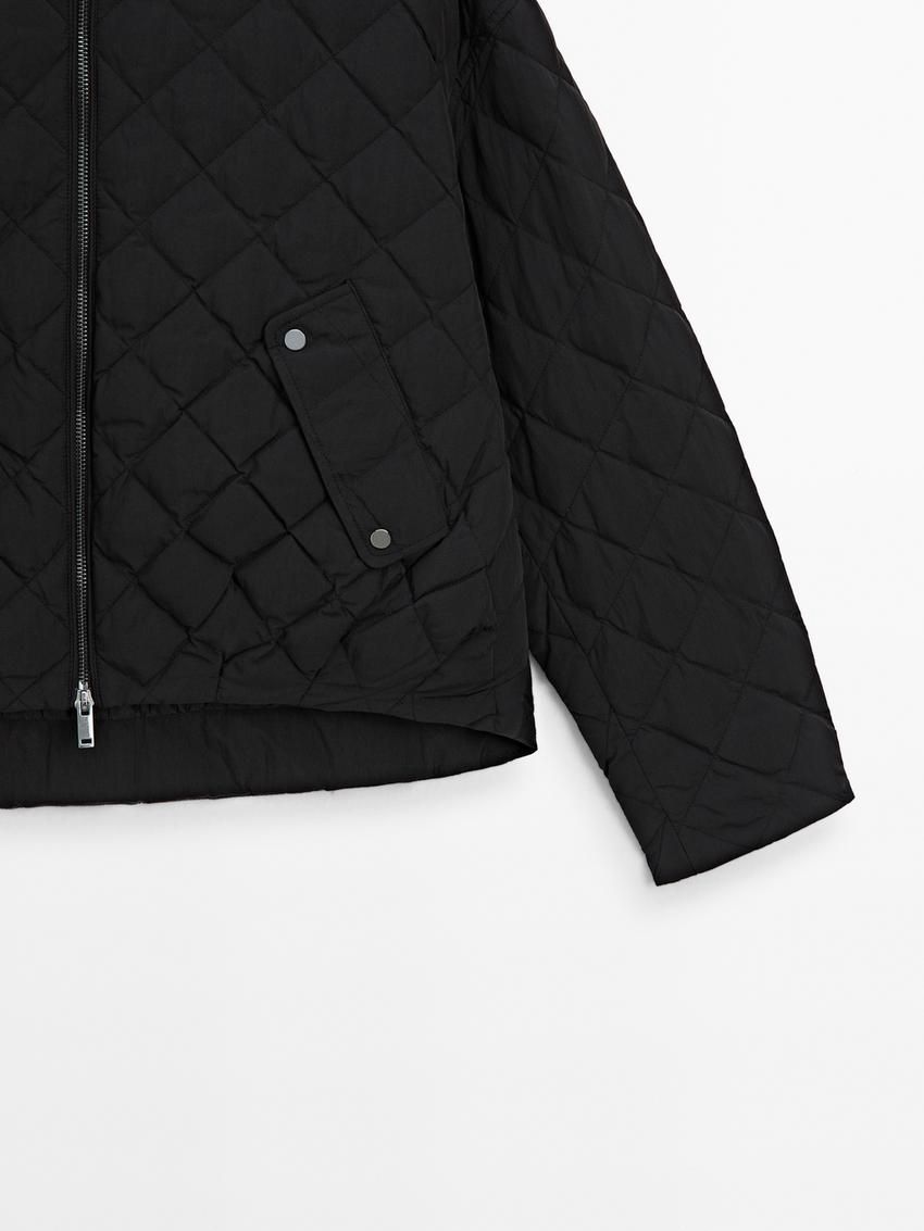 Massimo Dutti Diamond Women Quilted Jacket Black | US-WT3791805