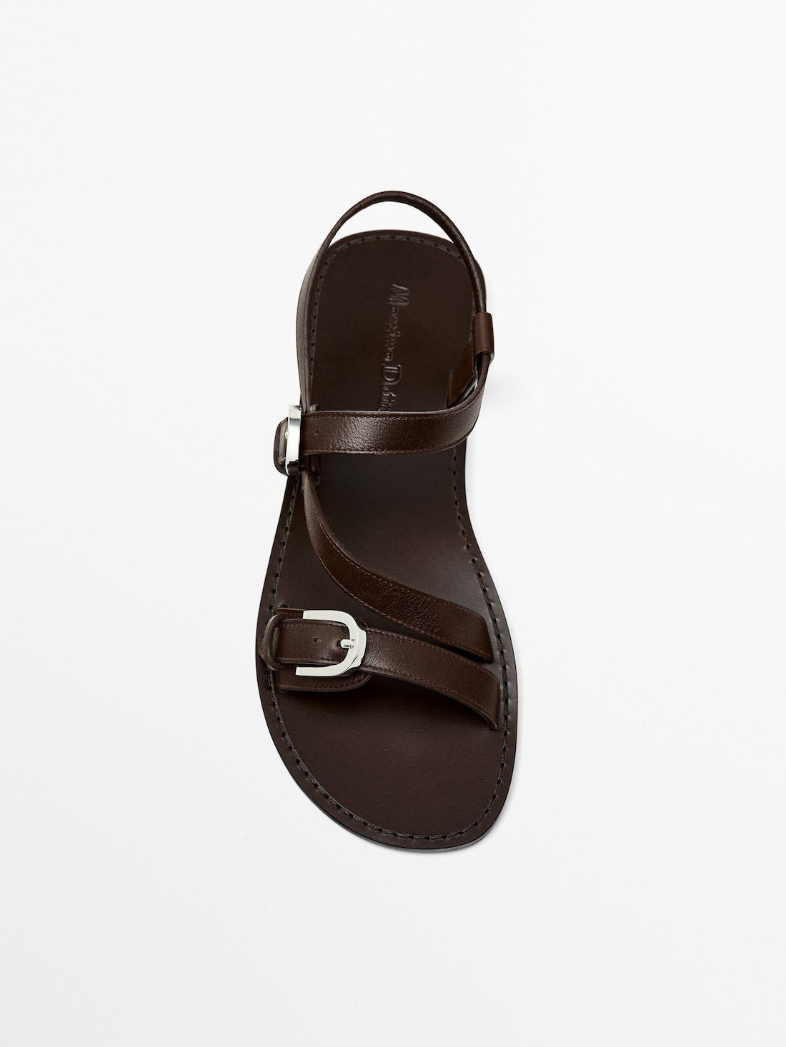 Massimo Dutti Double Buckle Women Flat Sandals Dark Brown | US-HY4036928