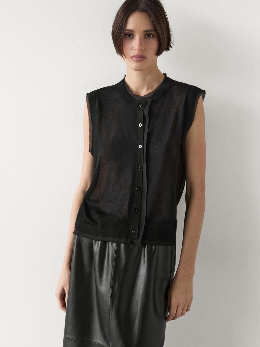Massimo Dutti Double Fabric Women Vest Black | US-NF8290564