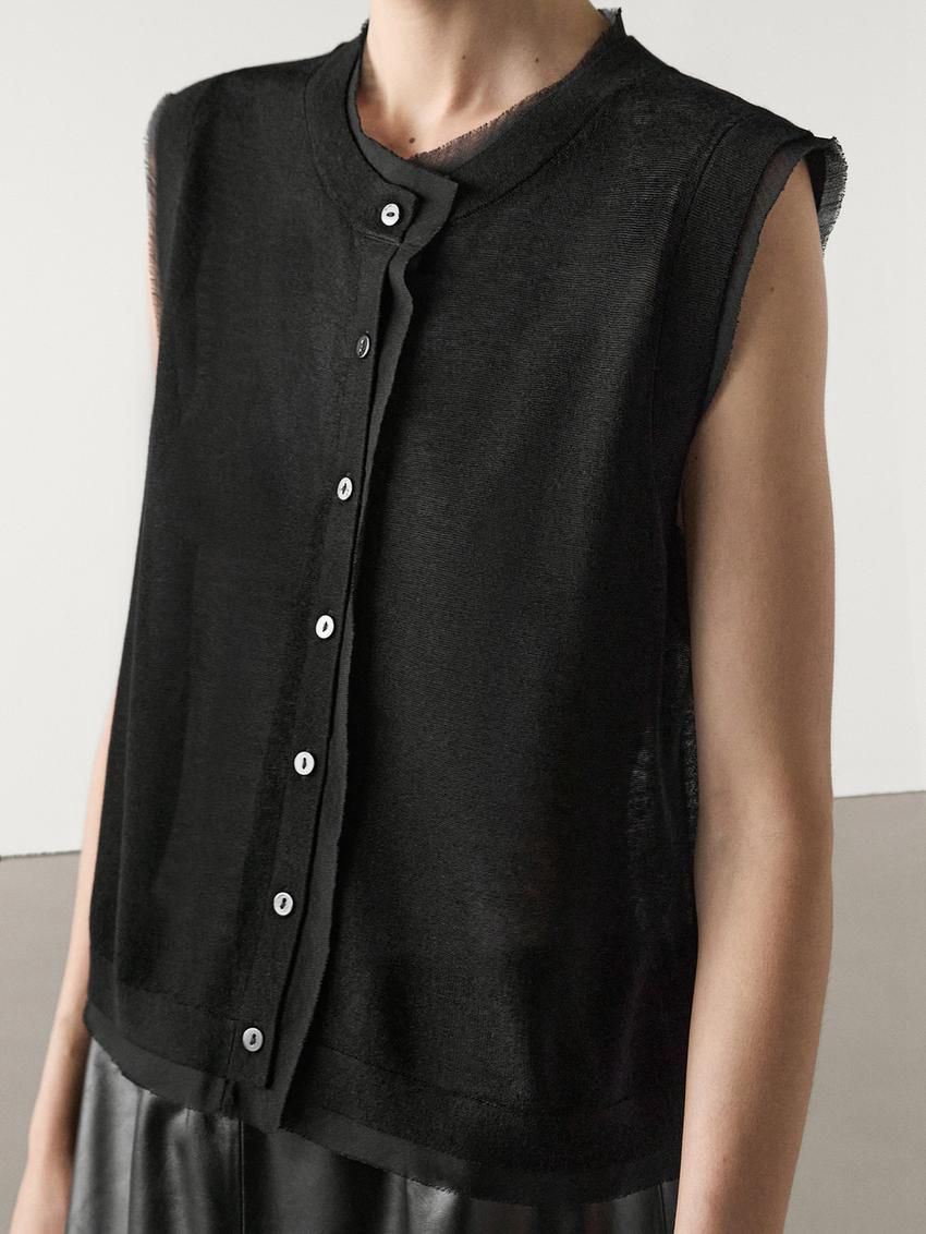 Massimo Dutti Double Fabric Women Vest Black | US-NF8290564