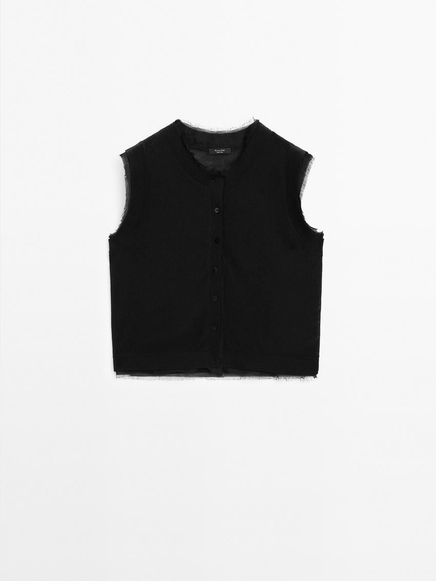 Massimo Dutti Double Fabric Women Vest Black | US-NF8290564