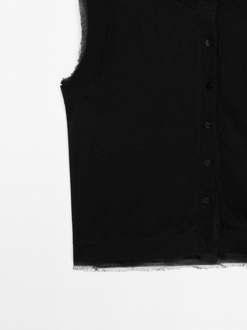 Massimo Dutti Double Fabric Women Vest Black | US-NF8290564