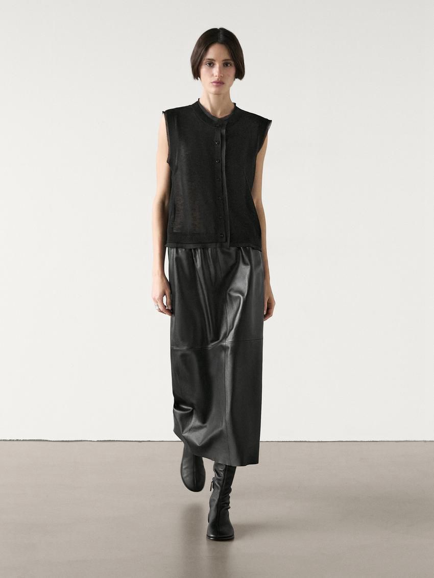 Massimo Dutti Double Fabric Women Vest Black | US-NF8290564