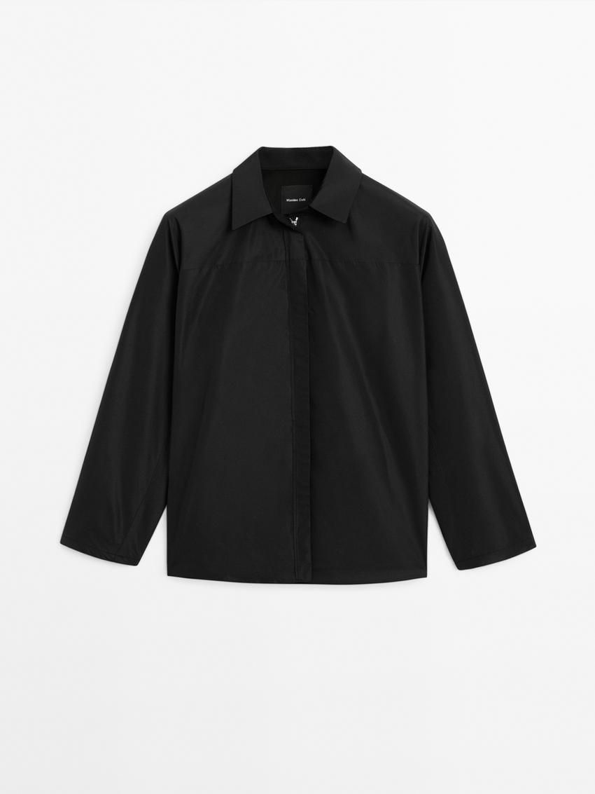 Massimo Dutti Double Technical Fabric Women Jacket Black | US-WE0321649
