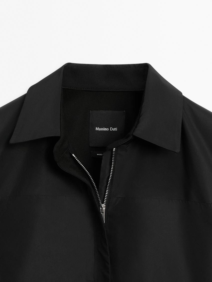 Massimo Dutti Double Technical Fabric Women Jacket Black | US-WE0321649