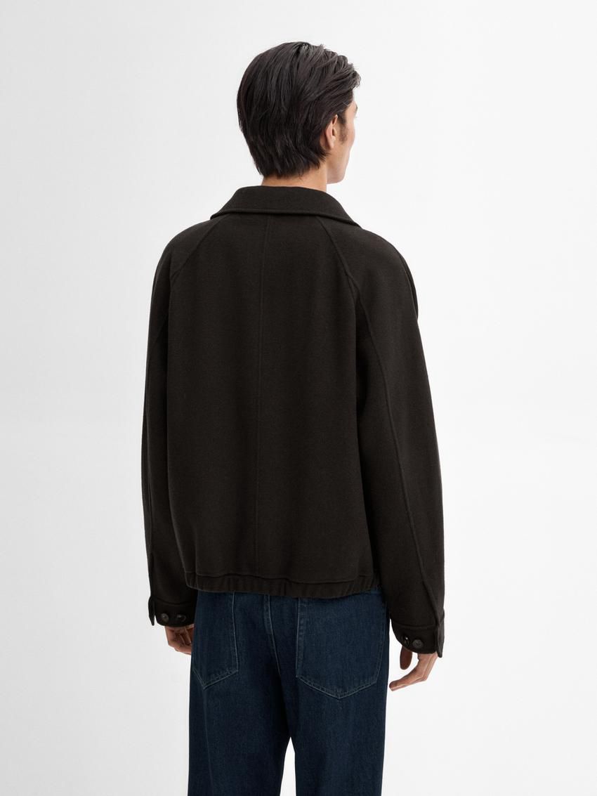 Massimo Dutti Double Wool Blend Bomber Men Jacket Dark Brown | US-RG5978326