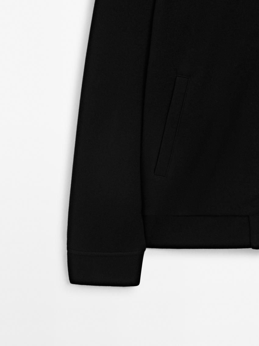 Massimo Dutti Double Wool Blend Men Bomber Jacket Black | US-SA0256137