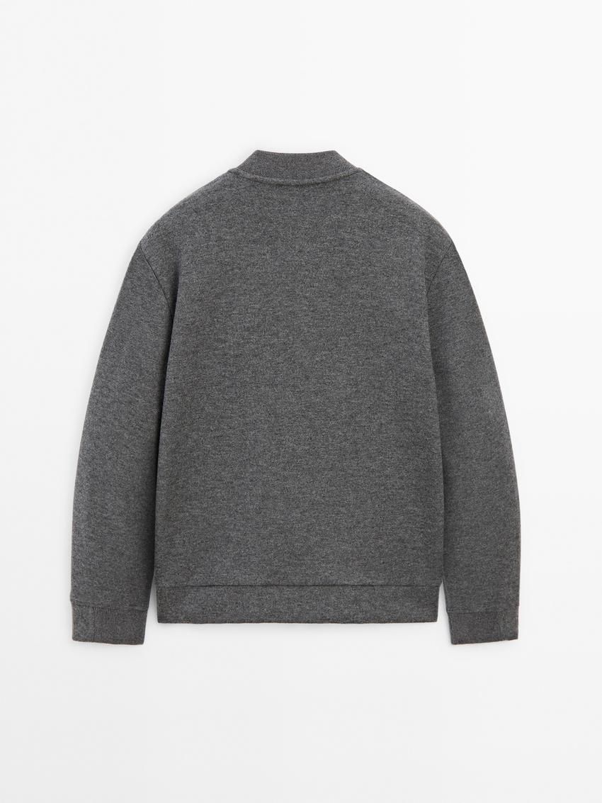 Massimo Dutti Double Wool Blend Men Bomber Jacket Grey | US-QY3678051