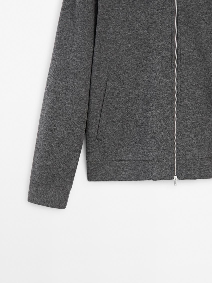 Massimo Dutti Double Wool Blend Men Bomber Jacket Grey | US-QY3678051