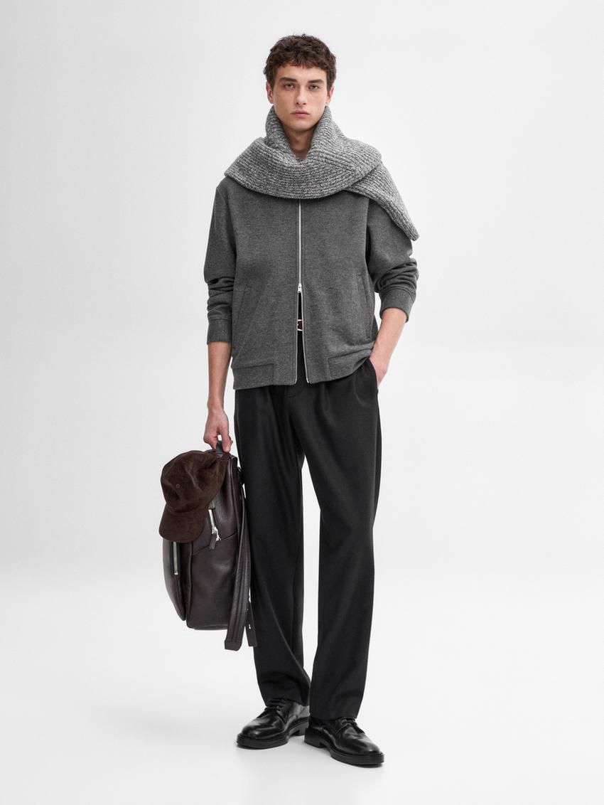 Massimo Dutti Double Wool Blend Men Bomber Jacket Grey | US-QY3678051