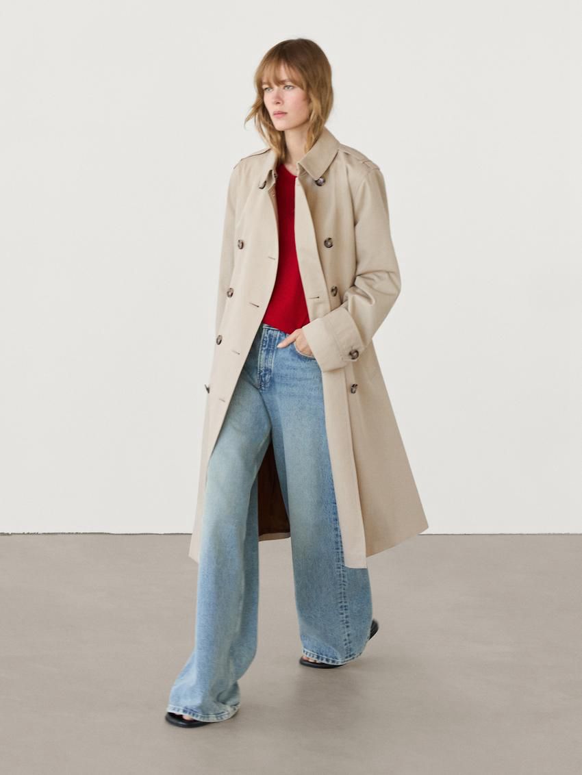 Massimo Dutti Double-breasted Cotton Women Trench Coat Beige | US-SU9765824