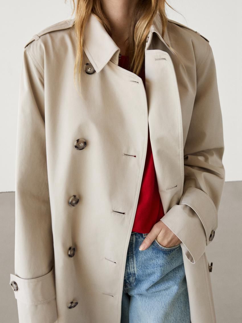 Massimo Dutti Double-breasted Cotton Women Trench Coat Beige | US-SU9765824
