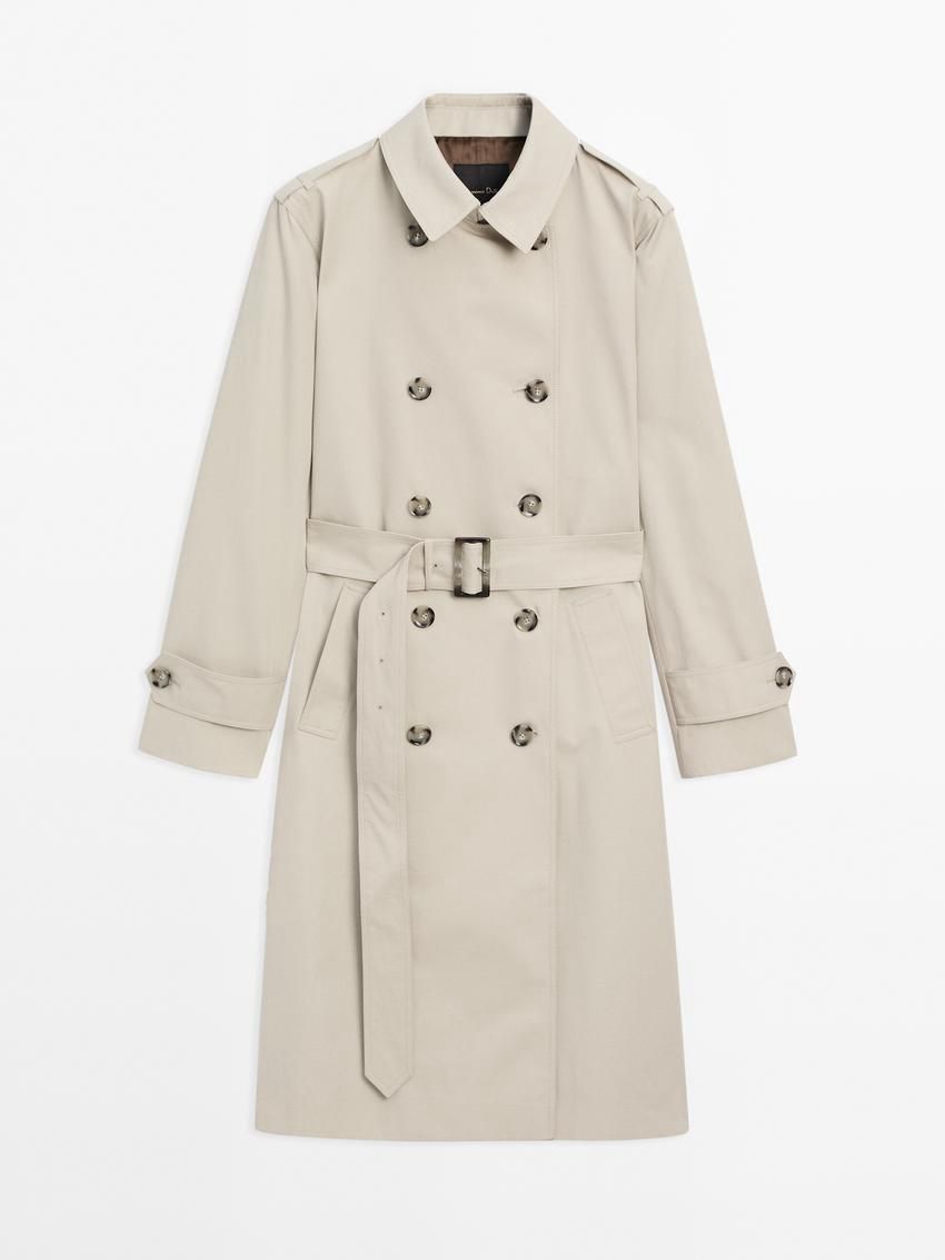 Massimo Dutti Double-breasted Cotton Women Trench Coat Beige | US-SU9765824