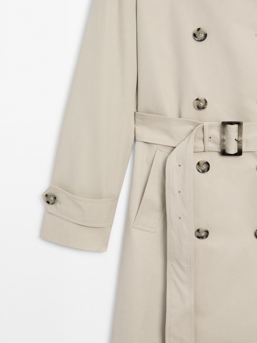 Massimo Dutti Double-breasted Cotton Women Trench Coat Beige | US-SU9765824