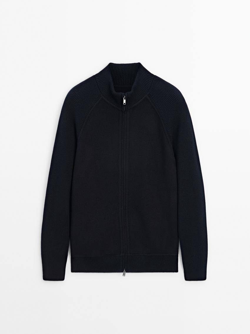 Massimo Dutti Double-faced With Shoulder Detail Men Cardigan Navy | US-TS9670531