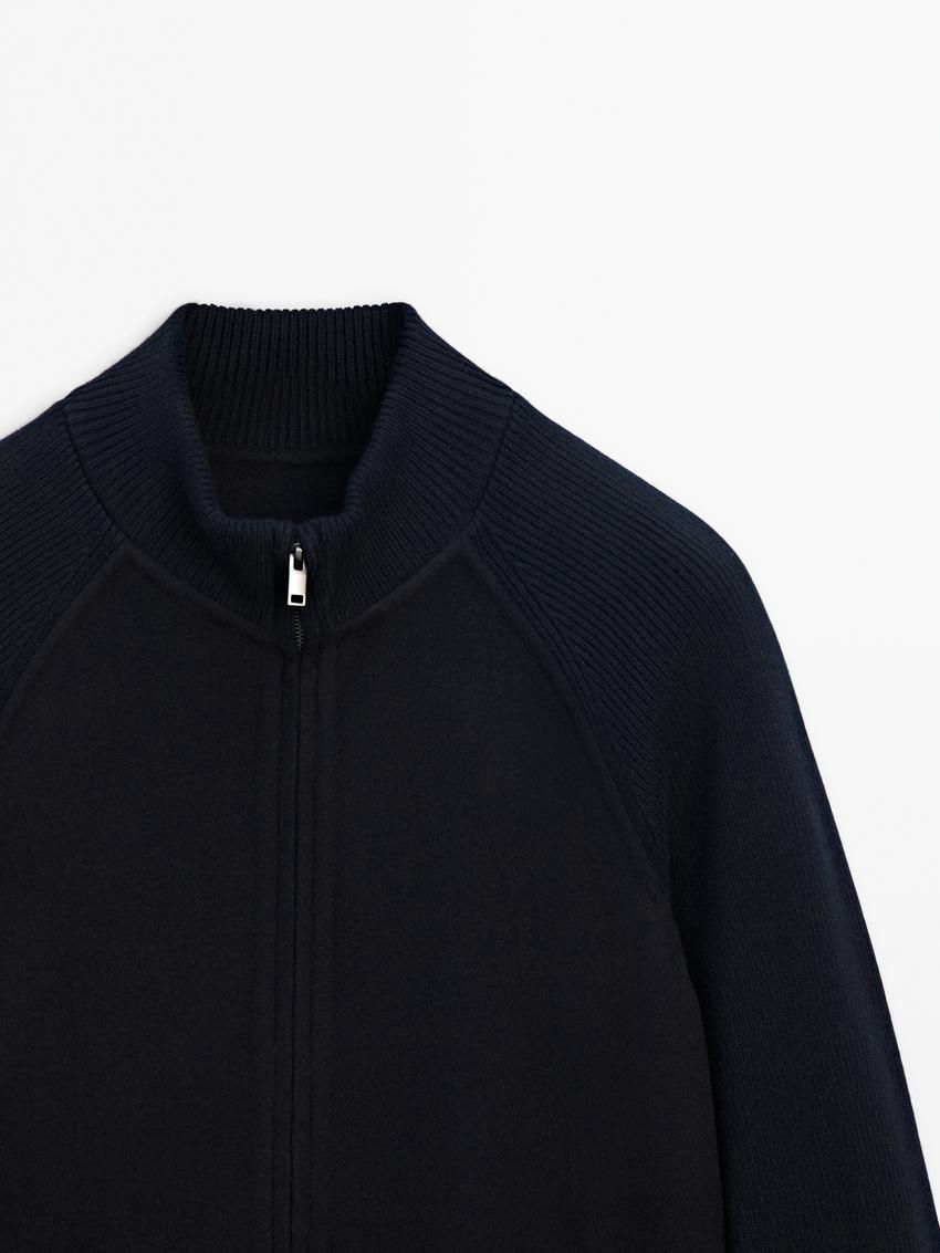 Massimo Dutti Double-faced With Shoulder Detail Men Cardigan Navy | US-TS9670531