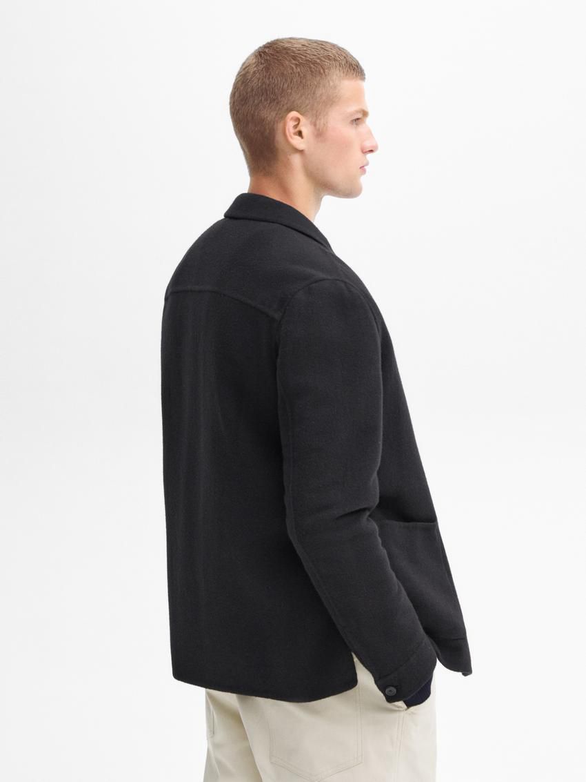 Massimo Dutti Double-faced Wool With Pocket Details Men Jacket Black | US-XN4579231