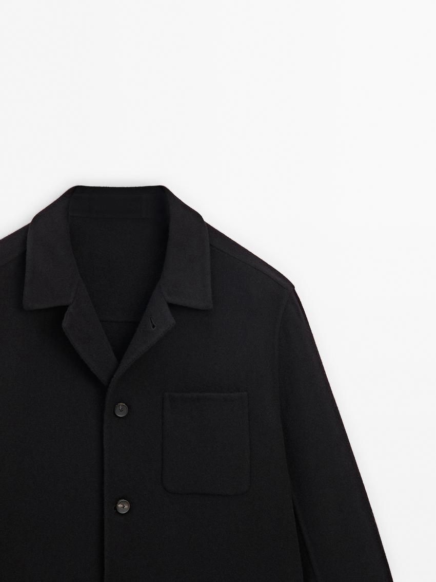 Massimo Dutti Double-faced Wool With Pocket Details Men Jacket Black | US-XN4579231