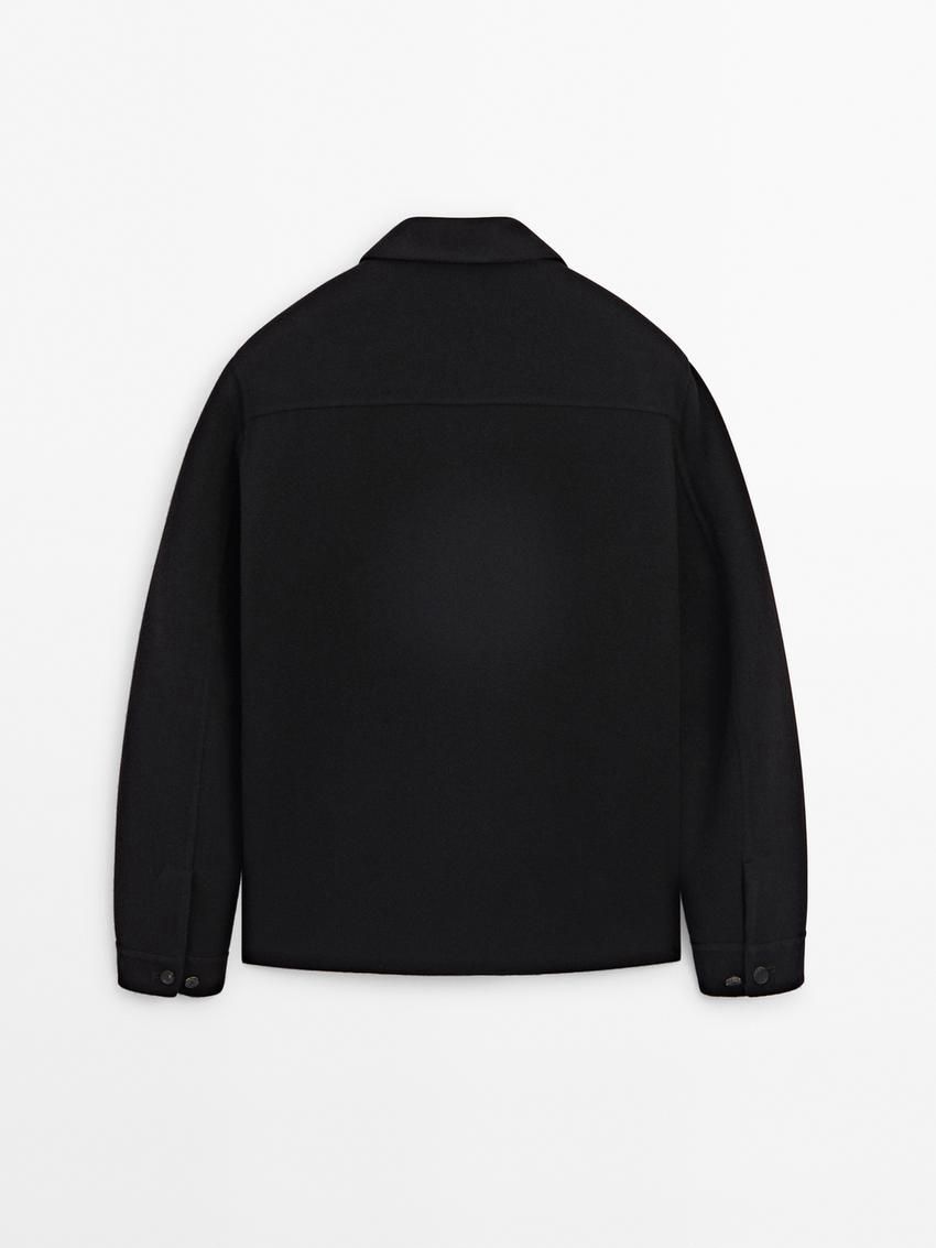 Massimo Dutti Double-faced Wool With Pocket Details Men Jacket Black | US-XN4579231