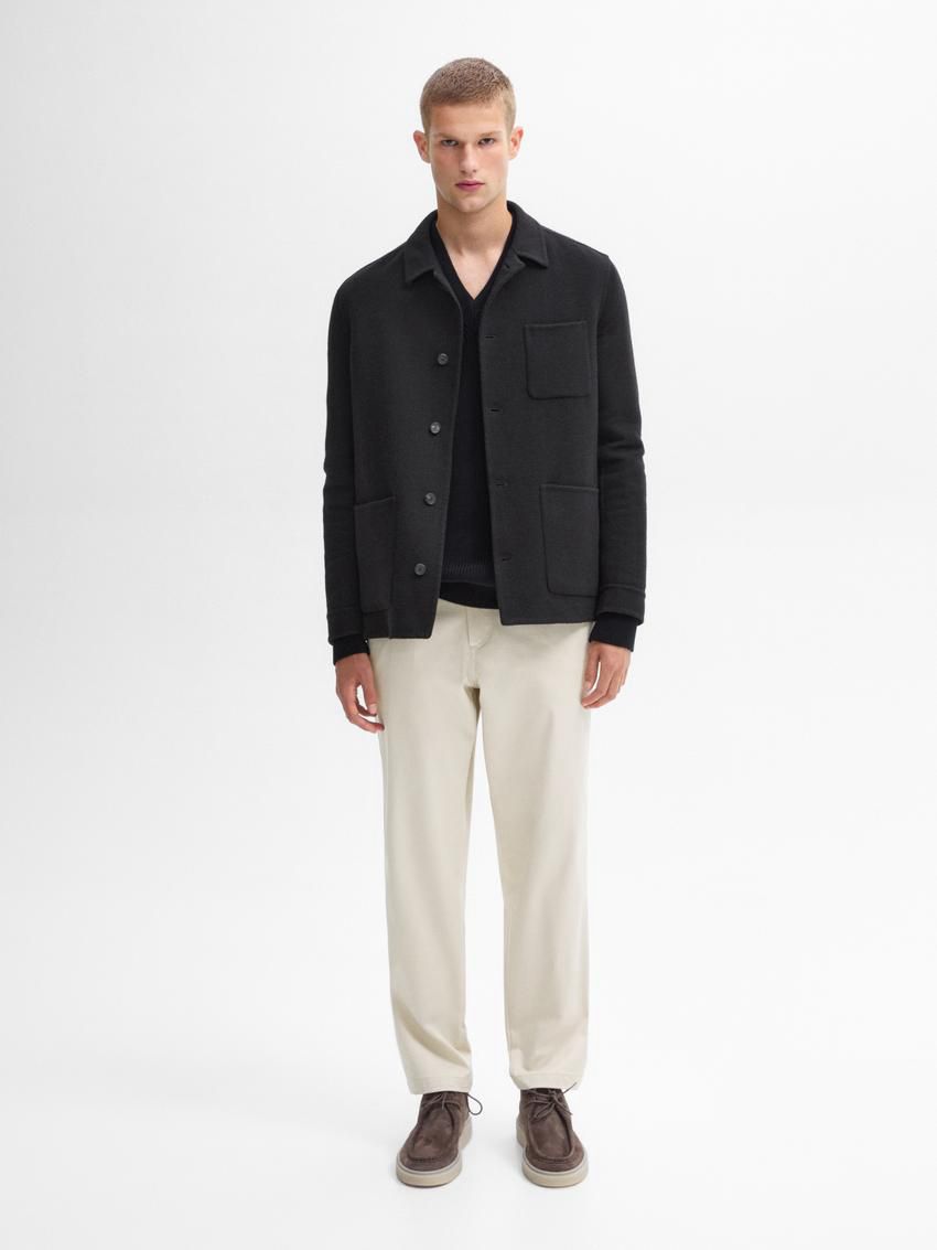 Massimo Dutti Double-faced Wool With Pocket Details Men Jacket Black | US-XN4579231