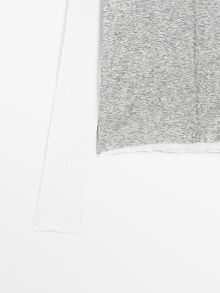 Massimo Dutti Double-layer Cotton Women T-Shirt Grey | US-PU8937126