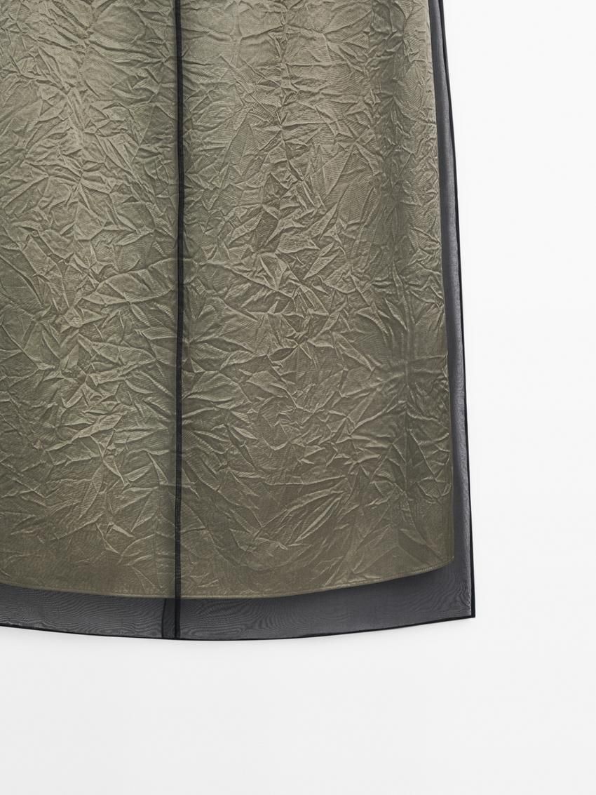 Massimo Dutti Double-layer Organza Midi Women Dress Black / Cream | US-WH7348610