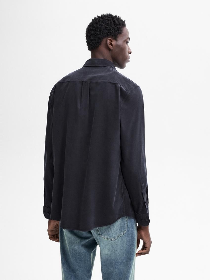 Massimo Dutti Double-pocket Cotton Men Overshirt Navy | US-DY1850643