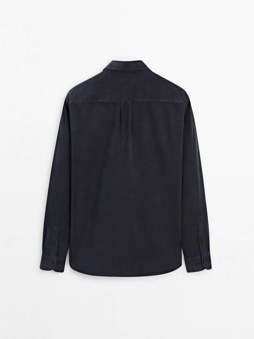 Massimo Dutti Double-pocket Cotton Men Overshirt Navy | US-DY1850643