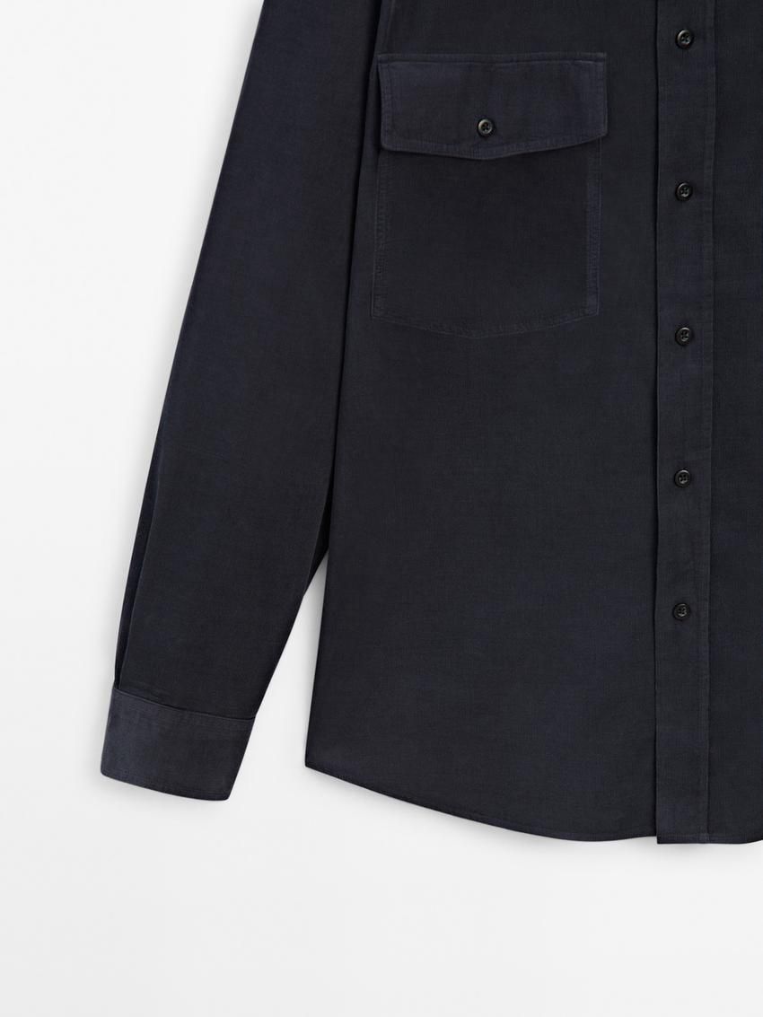 Massimo Dutti Double-pocket Cotton Men Overshirt Navy | US-DY1850643