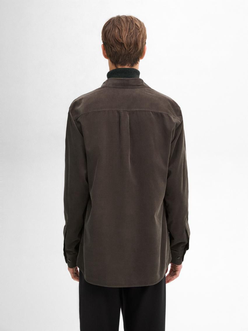 Massimo Dutti Double-pocket Cotton Men Overshirt Dark Olive | US-JB3591287