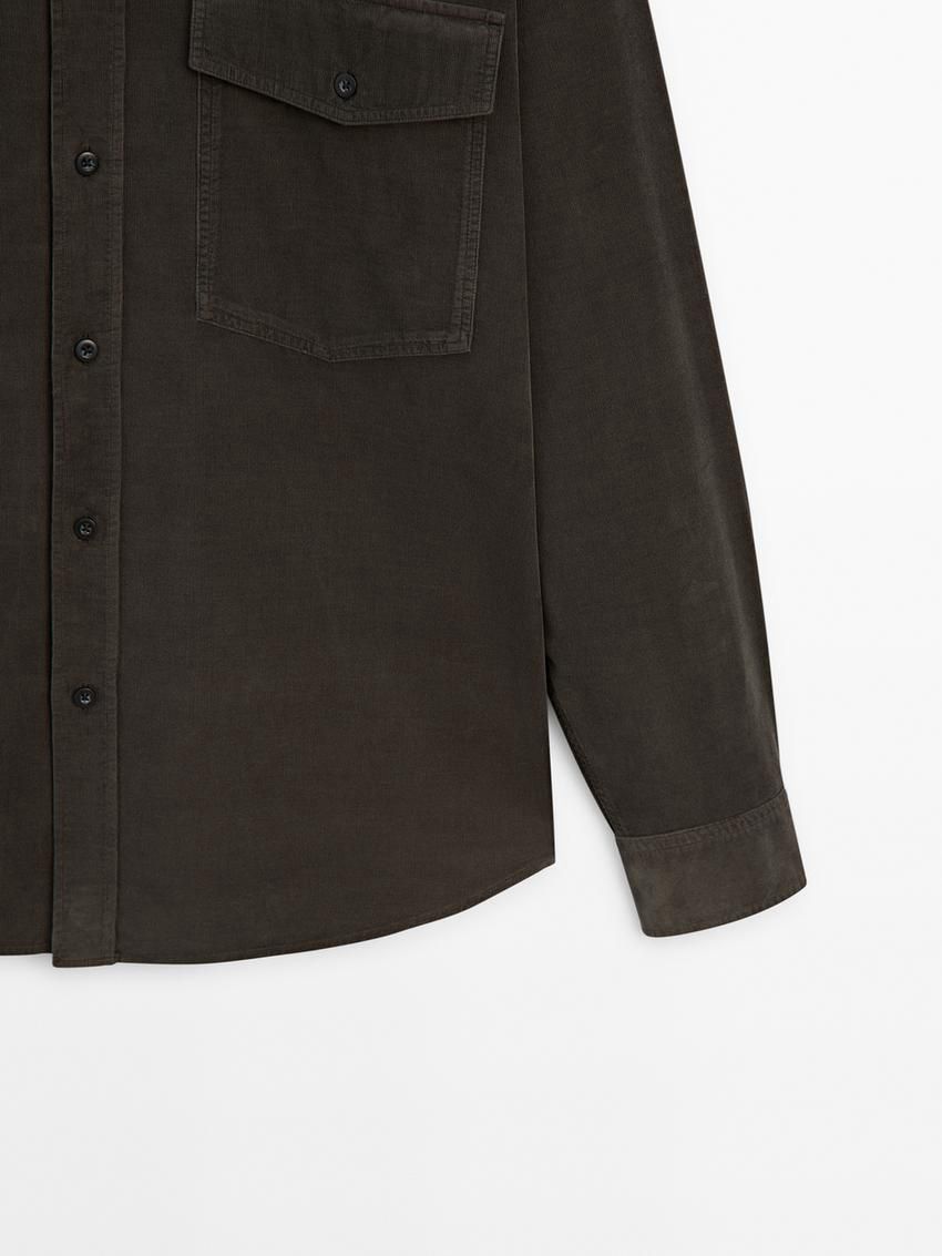 Massimo Dutti Double-pocket Cotton Men Overshirt Dark Olive | US-JB3591287