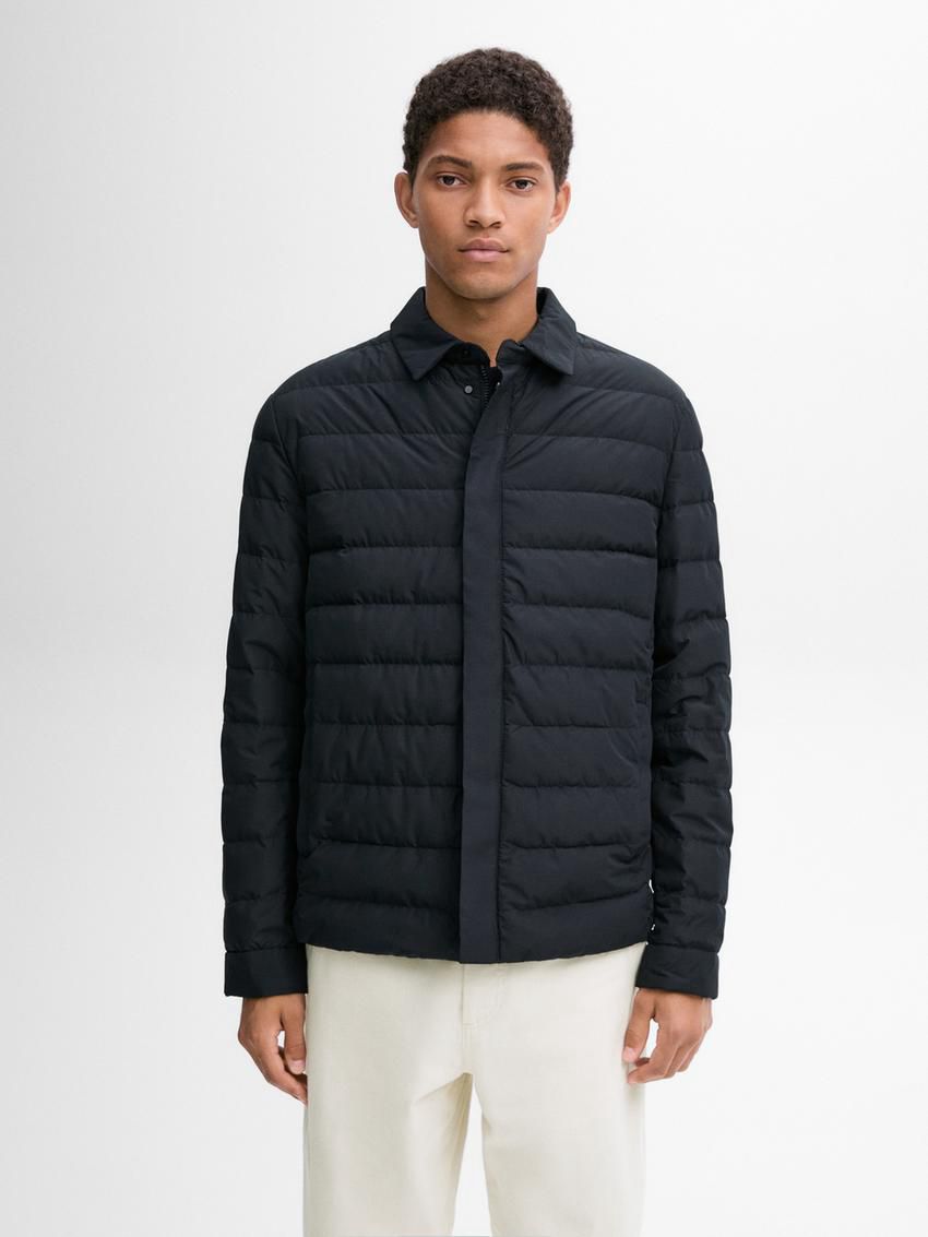 Massimo Dutti Down And Feathers Filling Men Puffer Jacket Navy | US-IL7129084