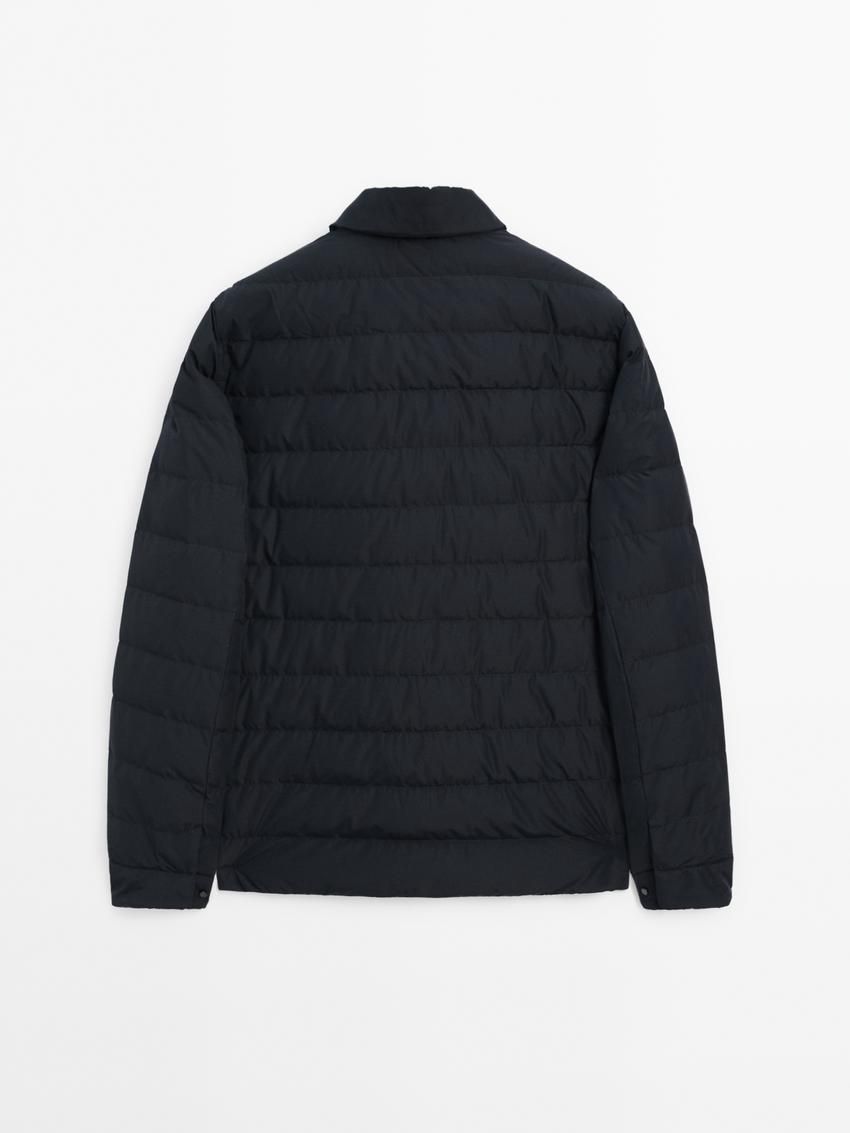 Massimo Dutti Down And Feathers Filling Men Puffer Jacket Navy | US-IL7129084