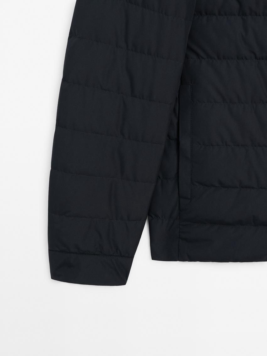 Massimo Dutti Down And Feathers Filling Men Puffer Jacket Navy | US-IL7129084