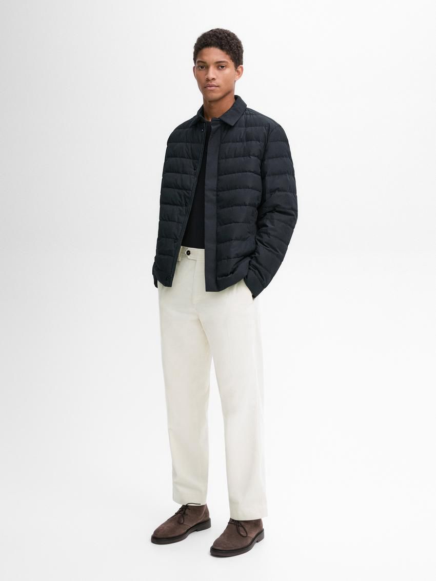 Massimo Dutti Down And Feathers Filling Men Puffer Jacket Navy | US-IL7129084