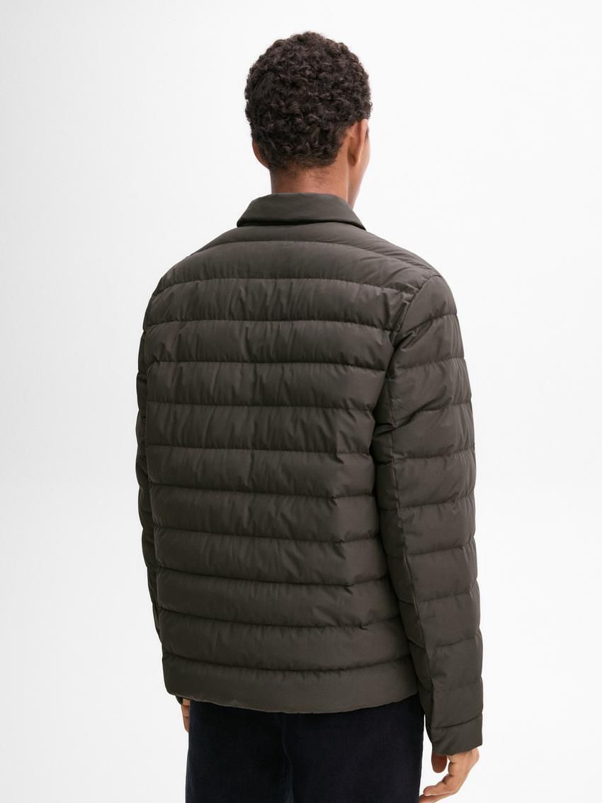 Massimo Dutti Down And Feathers Filling Men Puffer Jacket Grey Brown | US-VC3645809