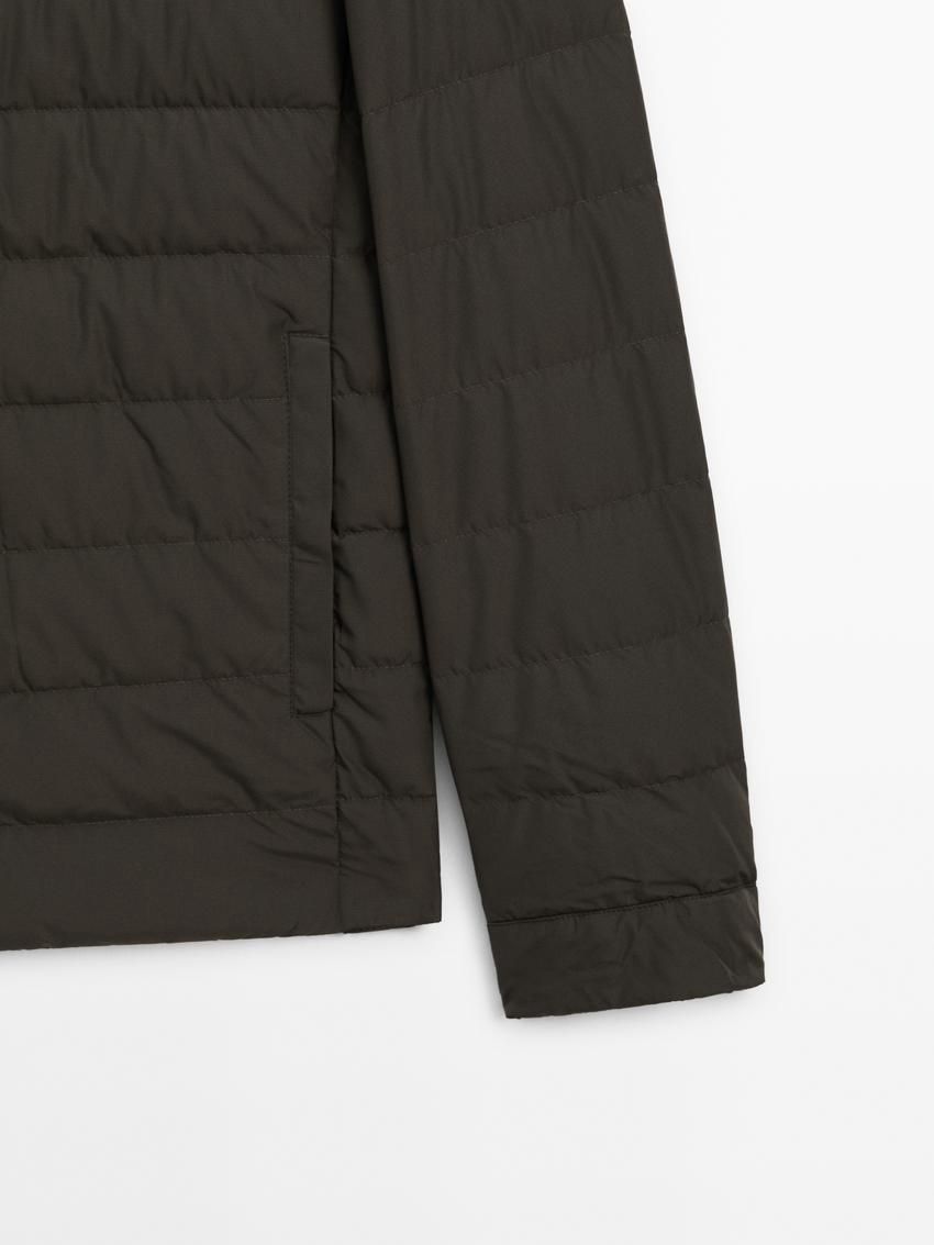 Massimo Dutti Down And Feathers Filling Men Puffer Jacket Grey Brown | US-VC3645809