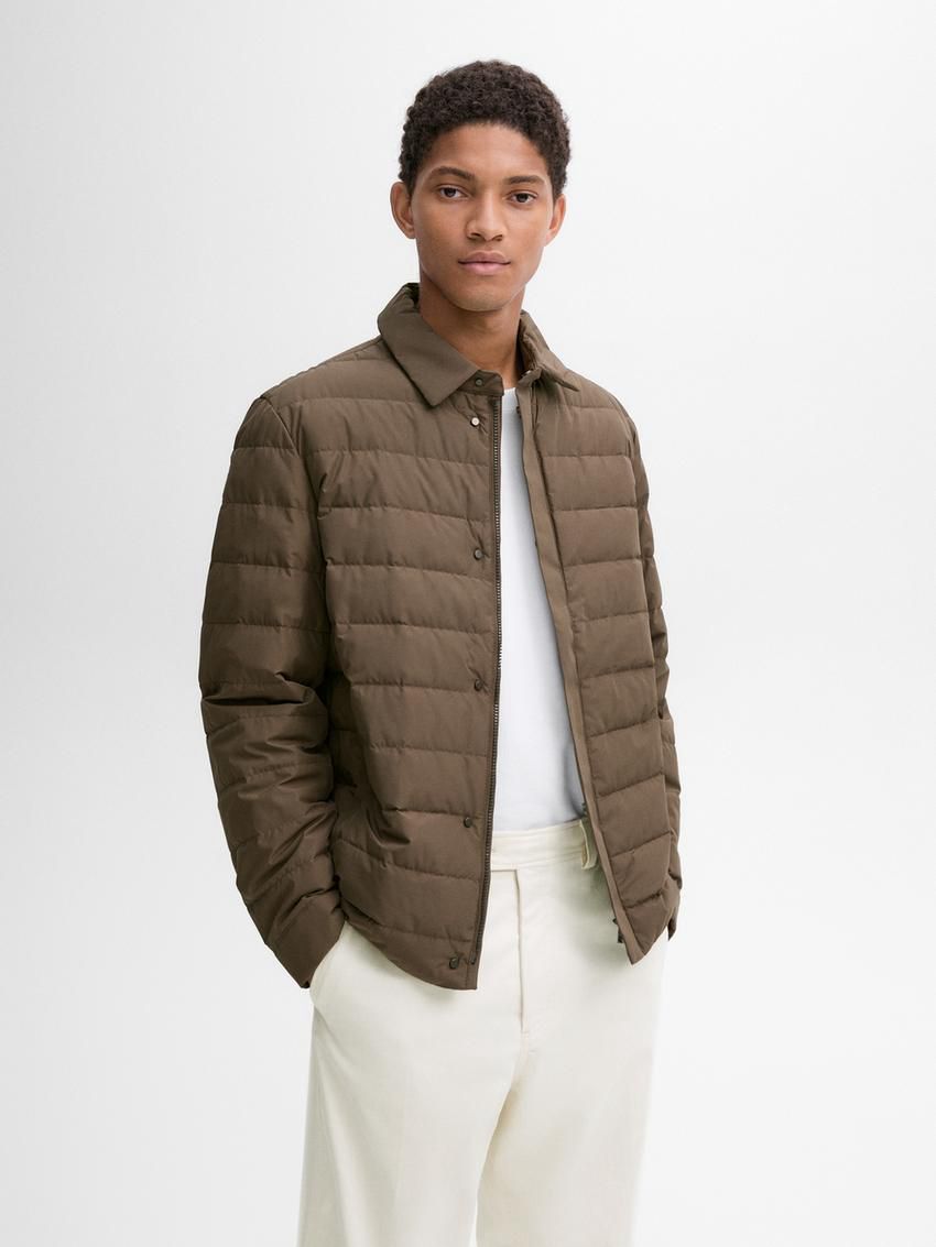 Massimo Dutti Down And Feathers Filling Men Puffer Jacket Dark Brown | US-FW1240839