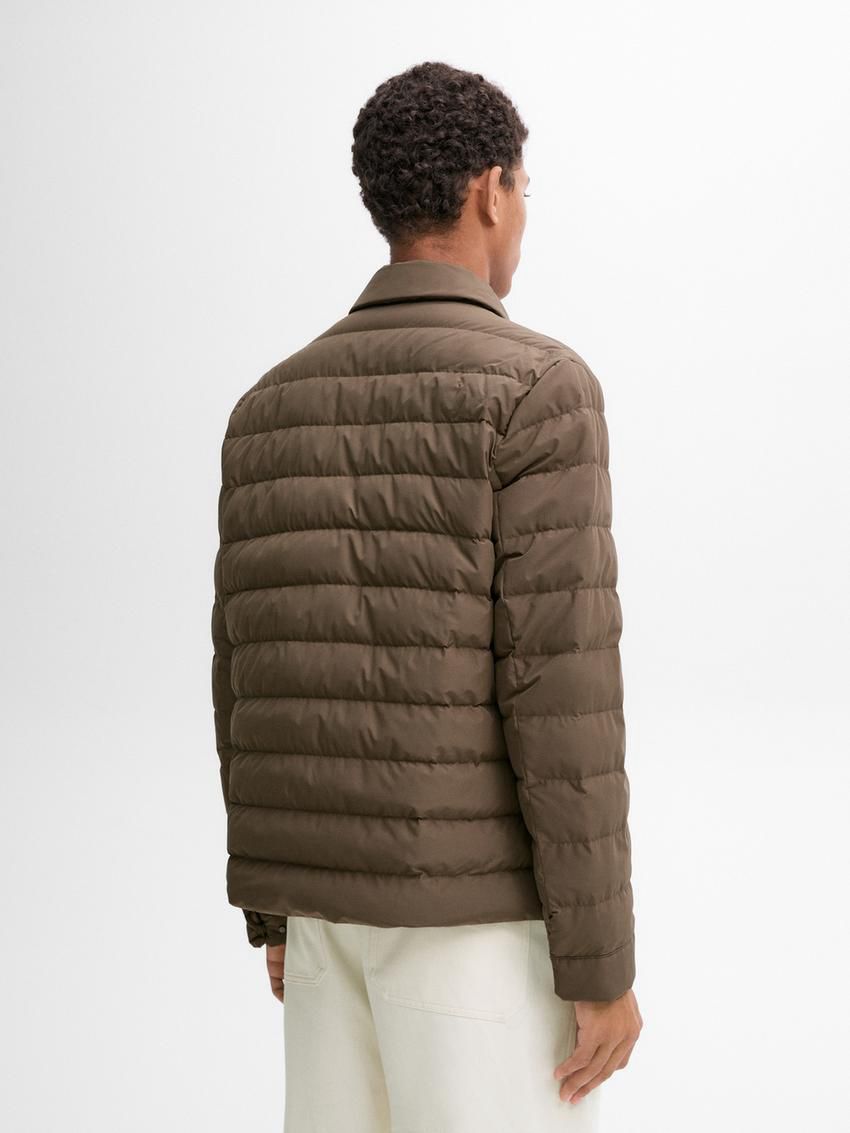 Massimo Dutti Down And Feathers Filling Men Puffer Jacket Dark Brown | US-FW1240839
