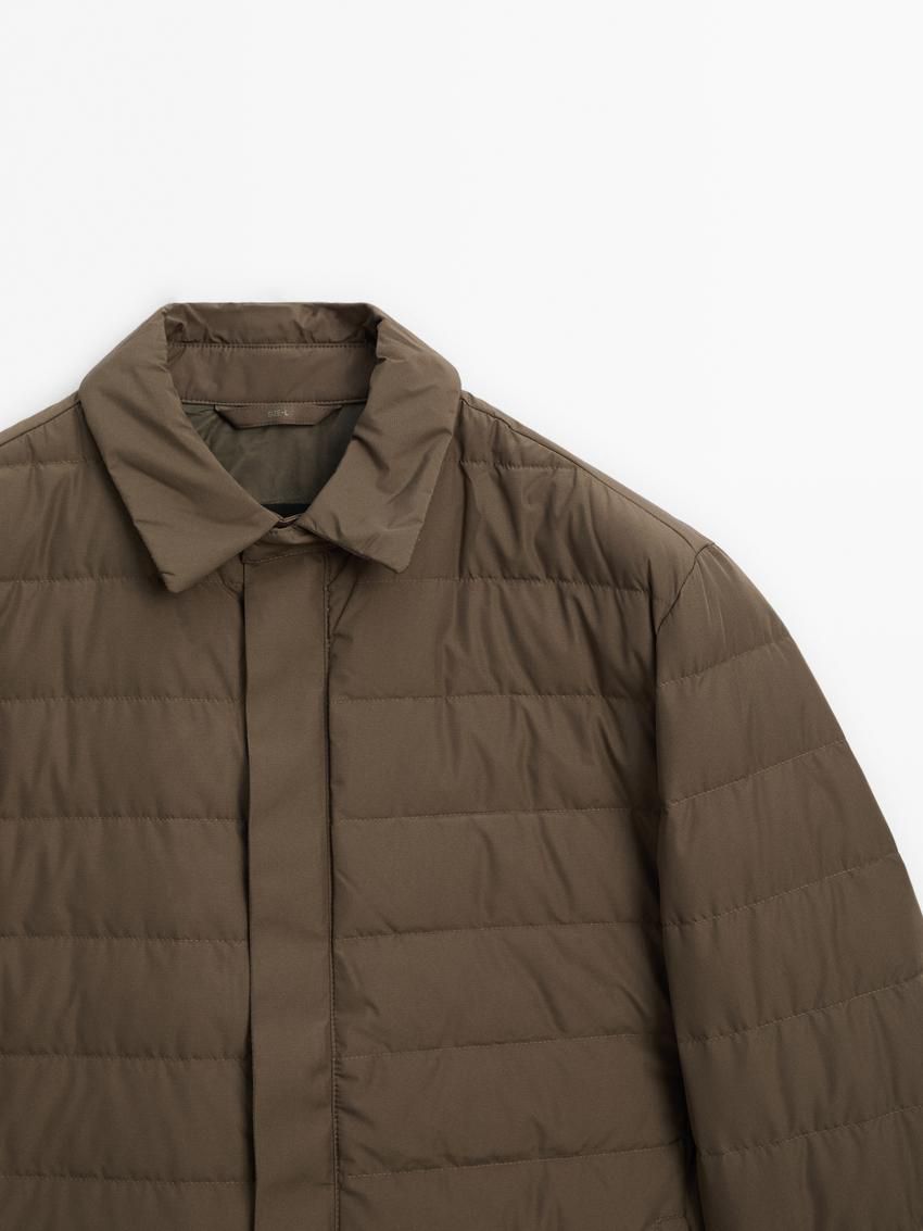 Massimo Dutti Down And Feathers Filling Men Puffer Jacket Dark Brown | US-FW1240839