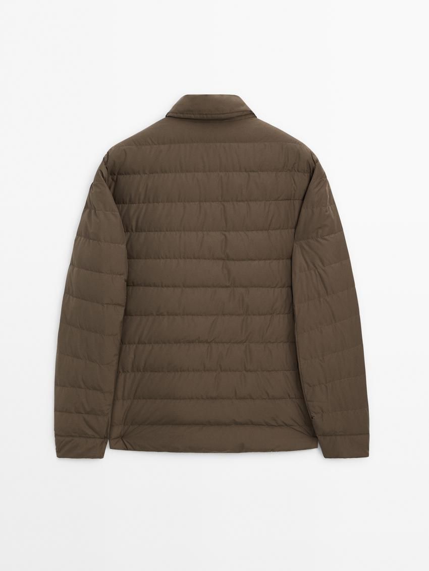 Massimo Dutti Down And Feathers Filling Men Puffer Jacket Dark Brown | US-FW1240839