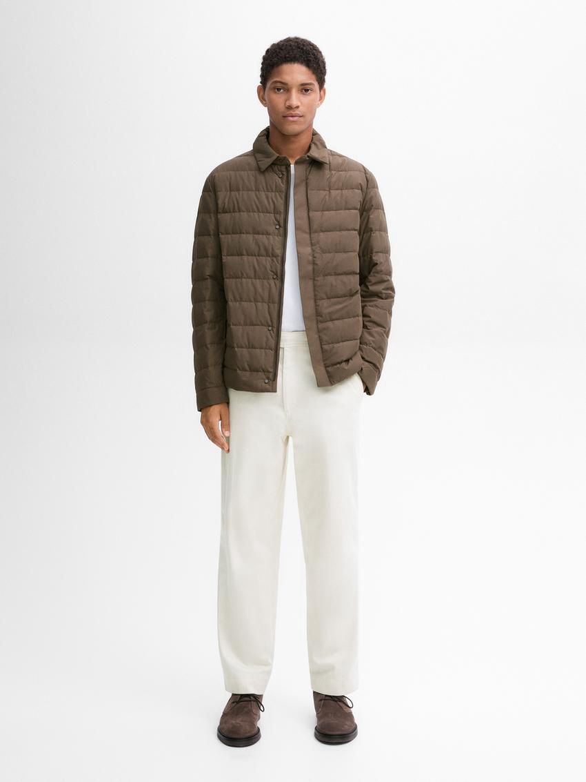 Massimo Dutti Down And Feathers Filling Men Puffer Jacket Dark Brown | US-FW1240839