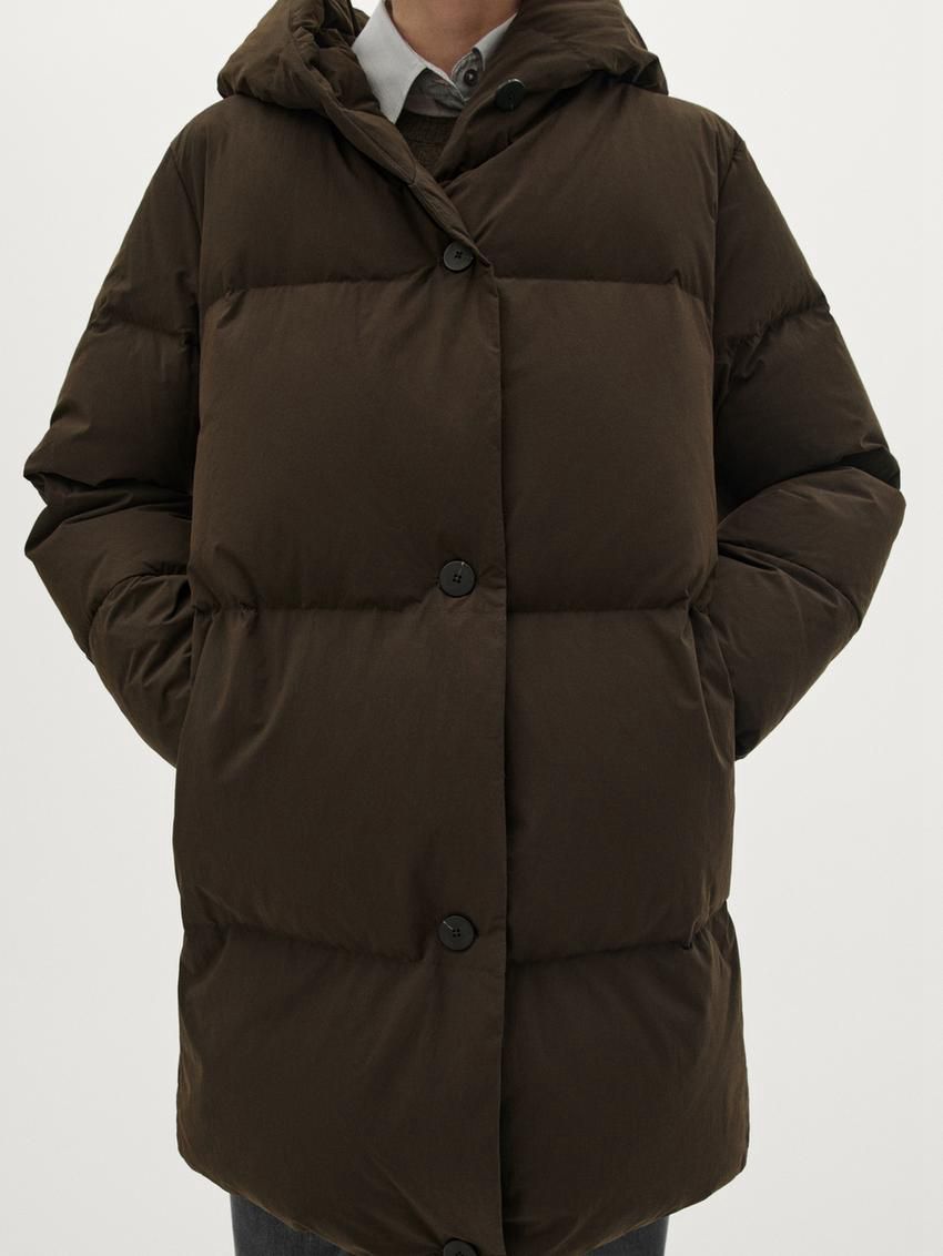 Massimo Dutti Down With Hood Women Puffer Jacket Chocolate | US-DC3218546