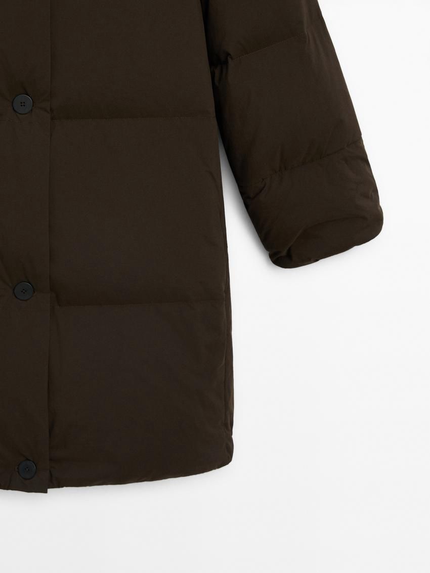 Massimo Dutti Down With Hood Women Puffer Jacket Chocolate | US-DC3218546