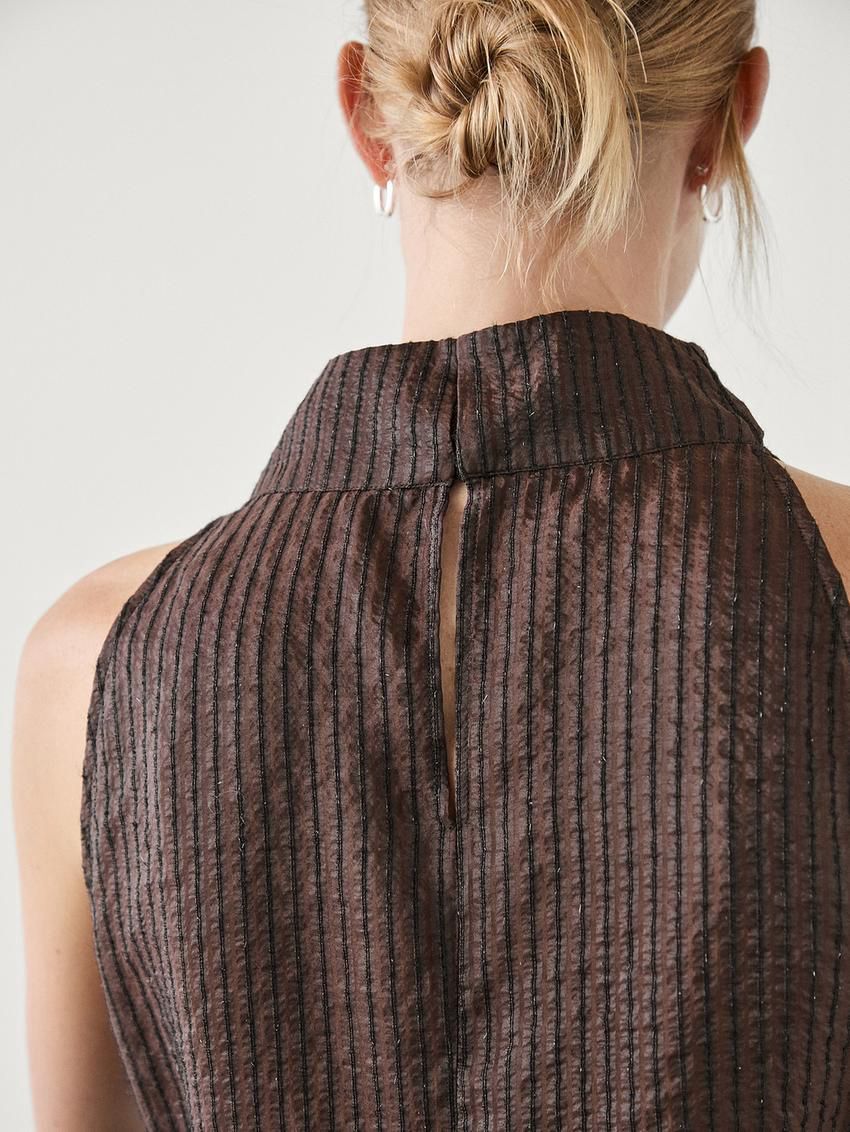Massimo Dutti Draped Neck Halter Women Top Dark Brown | US-OE7269538