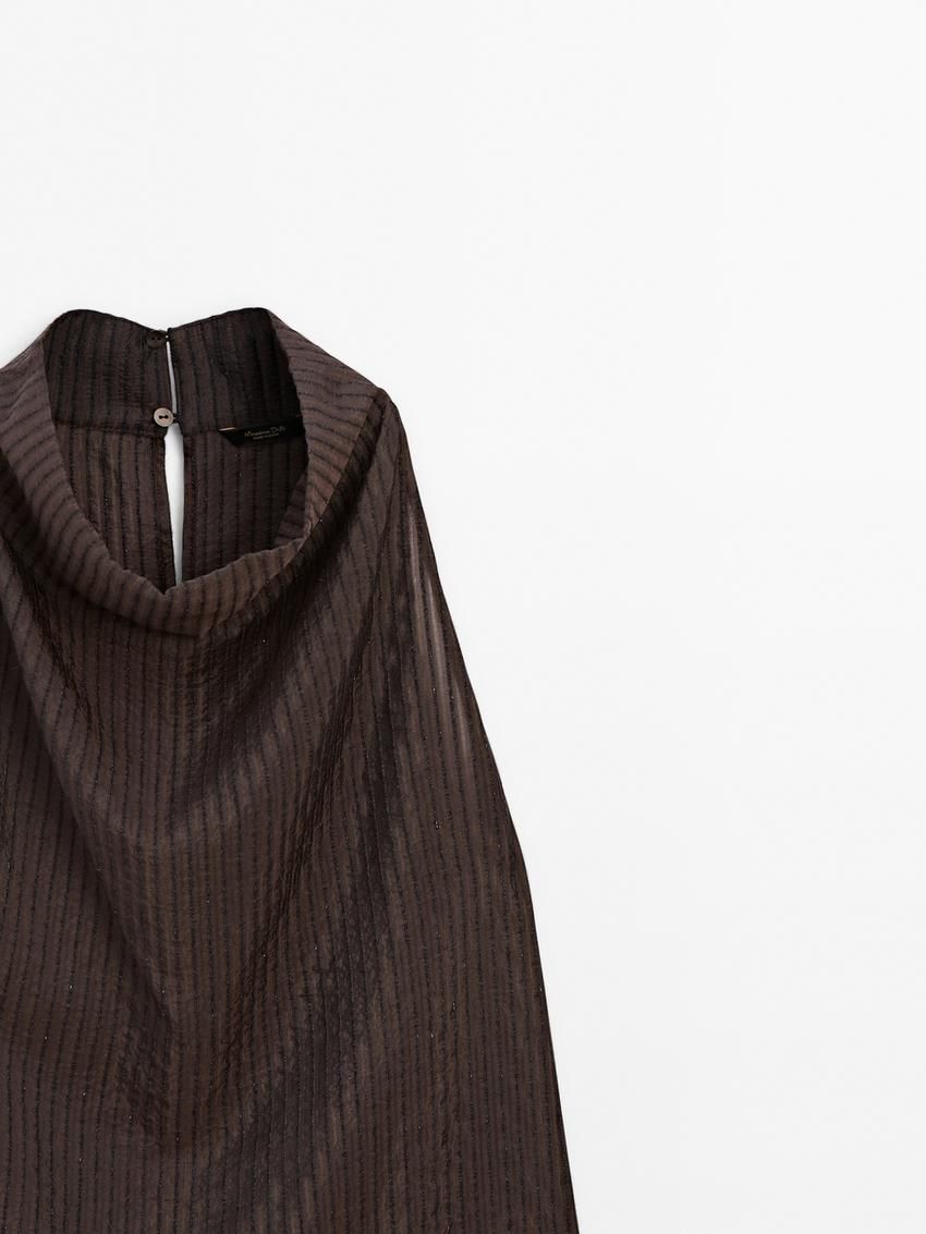Massimo Dutti Draped Neck Halter Women Top Dark Brown | US-OE7269538