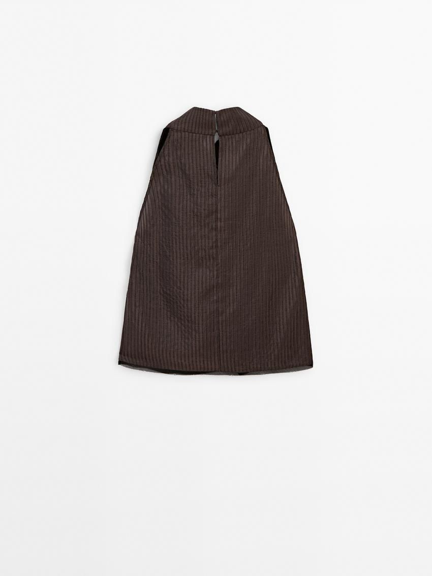 Massimo Dutti Draped Neck Halter Women Top Dark Brown | US-OE7269538