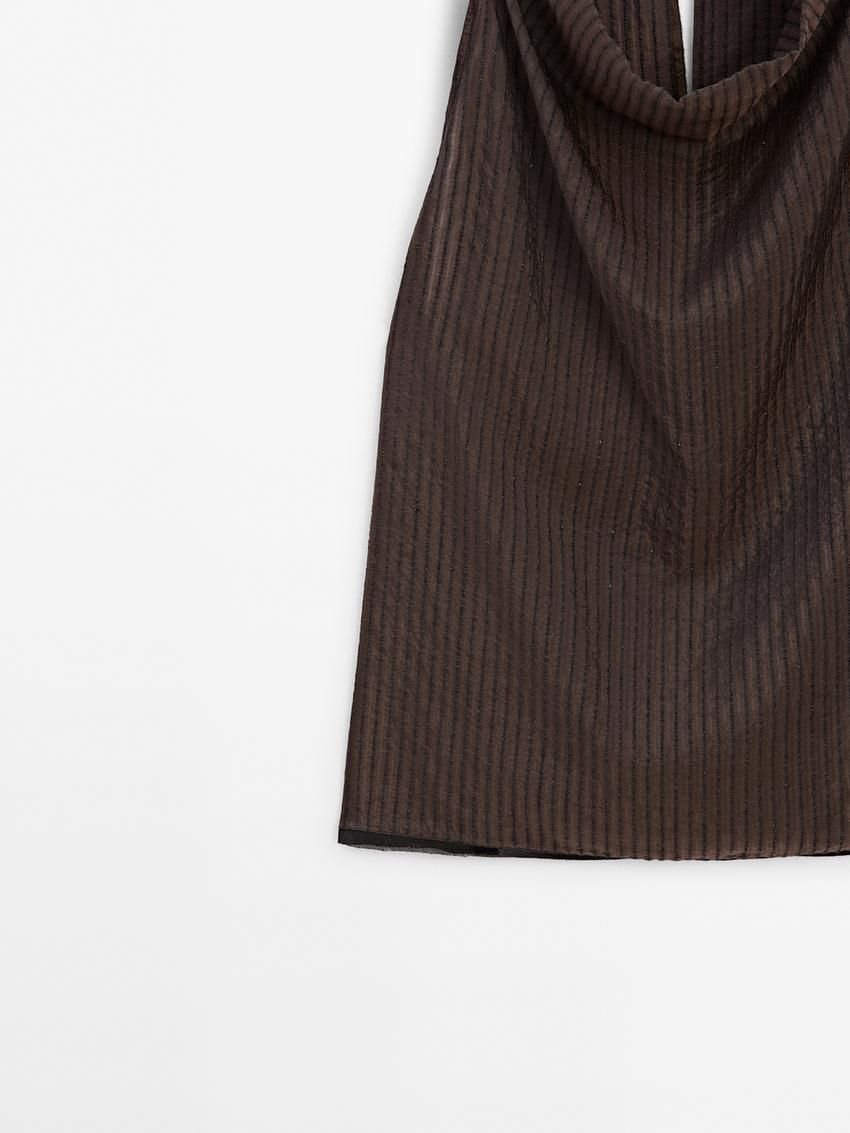 Massimo Dutti Draped Neck Halter Women Top Dark Brown | US-OE7269538
